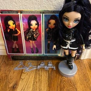 Stylish Black and Silver Doll with Accessories